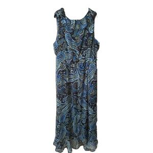 Paisley Print Blue and Black Dress